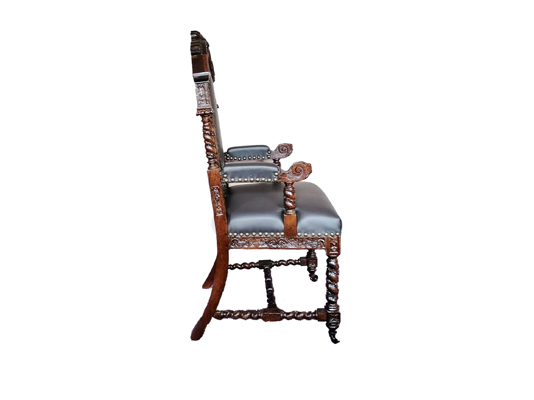 Paar Gründerzeit Armlehnsessel Armlehnstühle antik dunkles Holz Schnitzereien